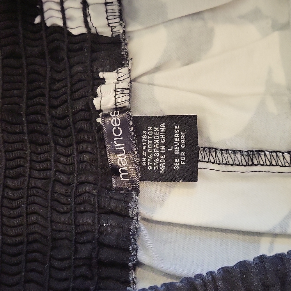 Maurices Black and White Floral A-Line Skirt - Picture 3 of 5